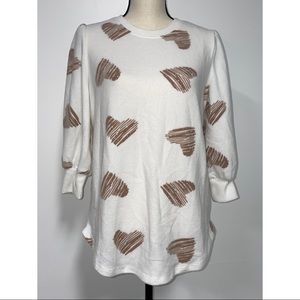 NWT Love + Lace Crewneck Heart Sweater White Size M